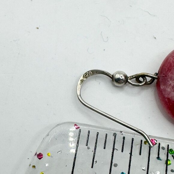 sterling silver pink rhodochrosite Faceted Stone Large Dangle Earrings - Picture 4 of 8